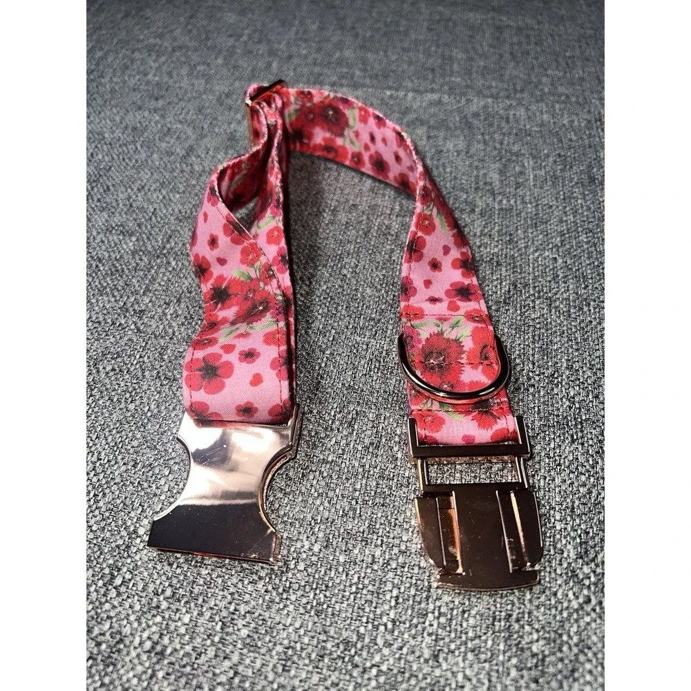 Floral Pattern Dog Collar , Red ,green , Pink, Green Colors Fit 12 To 22